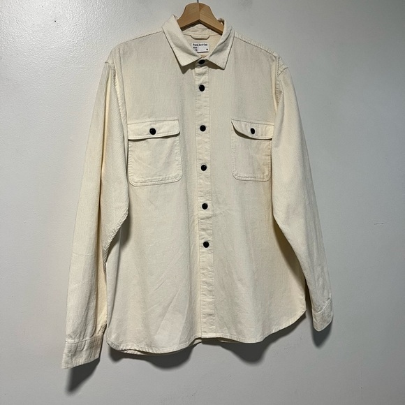 Frank And Oak Men’s Corduroy Overshirt Jacket- L - Cream Casual Utility Style - Picture 8 of 16